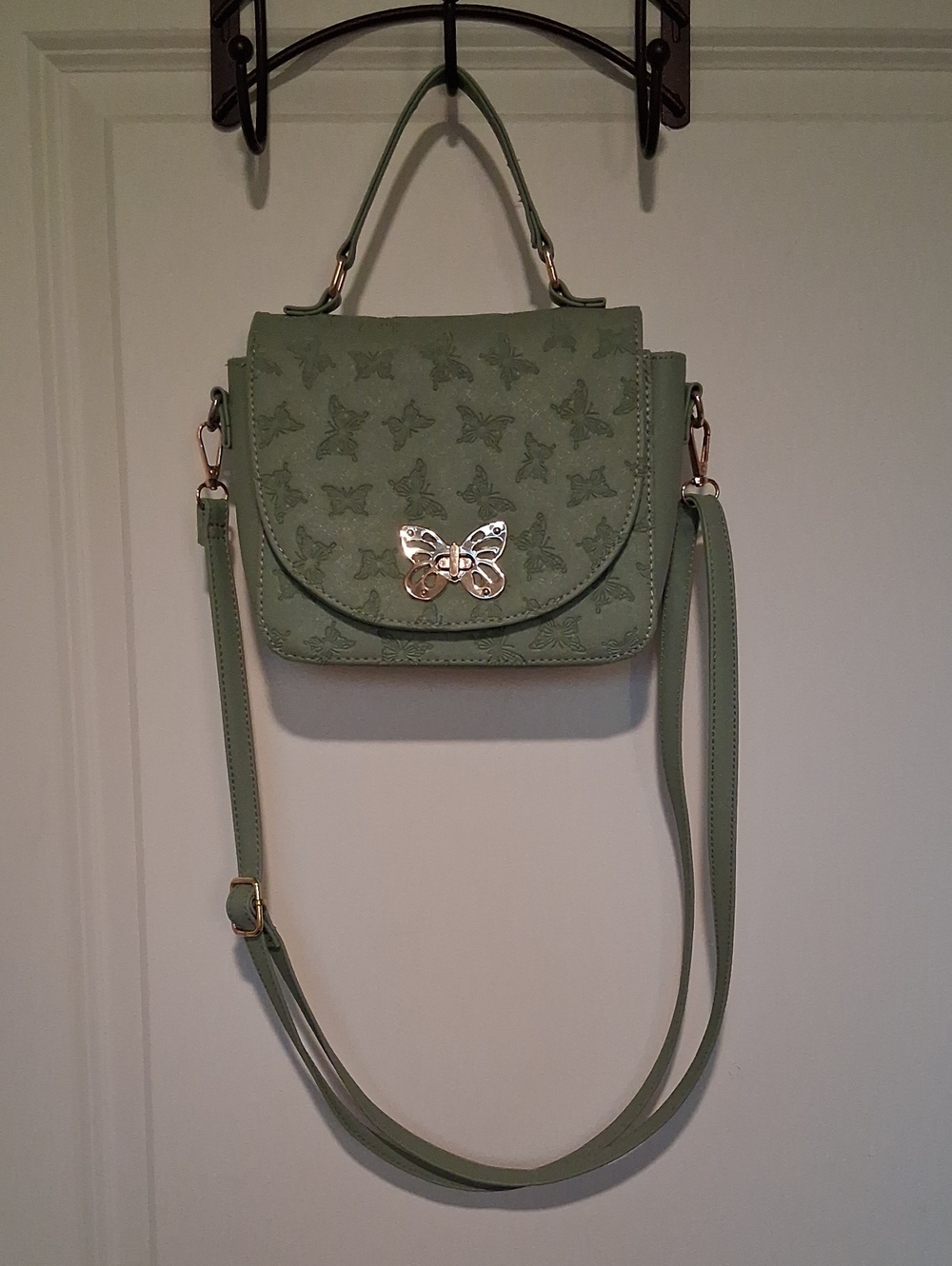 Under One Sky Green Butterfly Accent Top-Handle Crossbody Bag